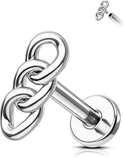 [Agrewd] Chain Helix Earrings Stud 16G Helix Cartilage Earrings Internally Thread Helix Tragus Piercing Jewelry Flat Back Earrings
