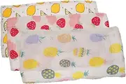 CATIEBYE 3pcs Cotton Washcloths Muslin Burp Cloths for Newborns Soft Absorbent Face Towels for Sensitive Skin Quick Dry Durable Design Pineapple Lemon Strawberry