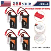 4X 7.4V Lipo Battery 1000mAh PH2.0 & JST Plug for WLToys Axial SCX24 RC Car 1/10