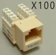 100 Pack Lot - CAT5e Keystone RJ45 110 Punch Down Keystone Snap-In Jack - Ivory