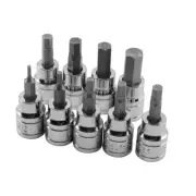 3/8" Dr Hex Bit Allen Key Socket Set Male Star Torx Imperial / SAE With Rail 9Pc