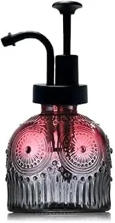 Vintage Glass Soap Dispenser for Kitchen and Bathroom Countertop Smooth Action Pump Refillable Wash Hand Liquid Dish Detergent Shampoo Lotion Pump (Red)