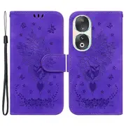 Shockproof Case For Honor 90 Rose Butterfly Imprinted Wallet Phone Case Pu Leather Flip Cover