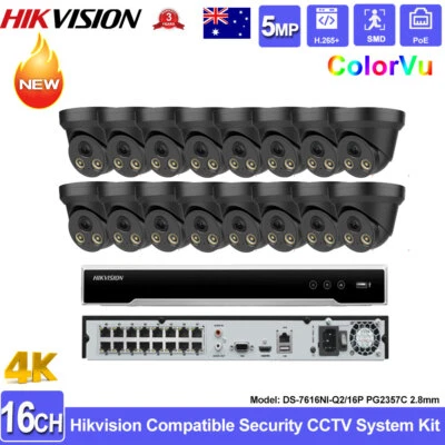 Hikvision 4K 16ch 16POE Security CCTV System Kit Full Color 5MP Mic Camera Lot