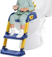 Toddler Toilet Seat, 2-in-1 Foldable Potty Training Seat with Step Stool Ladder, Safe Bathroom Accessory with Anti-Slip Pads for Kids 6 Months to 10 Years