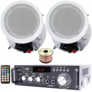 Home Theater System-2 Ch 600W Bluetooth Amplifier, 2x 6.5" Ceiling Speakers,Wire