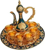 Perfk Turkish Teapot Set Teapot Set,Home Decor,Art Crafts Coffee Cup Set Turkish Coffee Pot Set for Christmas Wedding Home Tea, Blue