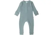 Woolbabe: Long Sleeve Henley Suit - Tide Marl (3-6 months)