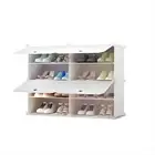 4-Tier Stackable Shoe Rack Storage Organiser Stand Cabinet Shelf Cupboard White