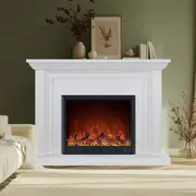 Kingsley 1500W Electric Fireplace Heater White Mantel Suite With 30" Orion Insert - Smartphone Control