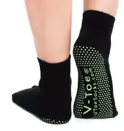 1 Pair - V-Toe Flip Flop Tabi Socks Casual Black Nonskid Solid - Yoga & Hospital