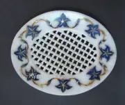 5 x 4 Inches Sopa Case Inlaid with Lapis Lazuli Stone Oval Marble Soap Dish