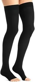 JOBST Maternity Opaque Compression Stockings, 15-20 mmHg, Thigh High, Open Toe, Black, X-Large