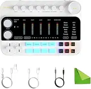 7Ryms 7Caster SE2 Multi-Functional Audio Interface for Streaming/Podcasting/Recording with XLR, 3.5mm, 6.35mm Instrument Inputs-White