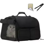 Cat Carrier, 4 Mesh Windows Small Dog Carrier, 4 Storage Pockets