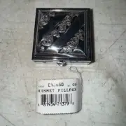 Brighton KISMET Silver Swirl Pill Box / Case w Mirror and Divided Pill Areas