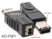 6-Pin Male to 4-Pin Female IEEE-1394a Firewire Adapter, CablesOnline AD-FW1