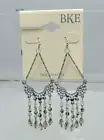 BKE fish hook silver pear-shape filigree chandelier earring NWT