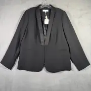 Talbots Blazer Womens 16 Black Tuxedo Jacket Dark Academia Elegant Party NEW