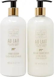 Scottish Fine Soap Au Lait Milk & Honey Cream Hand Wash + Hand Lotion Gift Set | LARGE 17.5 Ounce Each