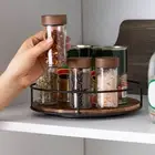 Pantry Organization Rack Spice Storage Solution Wooden Turntable Kitchen