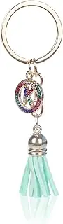 [AUSYVEUS] Women's Alphabet Initial Letter Keychain Tassel Pendant Key Chain Rhinestones Letter Keyring for Handbag Backpack Car Key Ring Charm Decoration