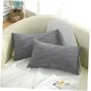 Chenille Decorative Throw Pillow Covers 12x20 Set 20" x 12" (Pack of 2) Grey