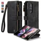 For Samsung Galaxy Z Fold3 / Z Fold4 Case Flip Leather Zipper Wallet Stand Cover