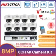Hikvision 4K Dome Security System 8CH POE NVR 8MP Hybrid Light ColorVu+IR Camera