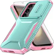 [Asuwish] Phone Case for Samsung Galaxy S23 5G with Screen Protector and Slide Camera Cover Slim Rugged Hybrid Shockproof Protective Cell Accessories S 23 23S GS23 G5 SM-S911U 6.1 inch Men Mint Green