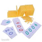 [LOVOSKITW] 蒙特梭利數學玩具銀行遊戲玩具，適合學前教育的珠子十萬個數字卡