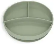 Suavinex, Silicone Suction Plate with Dividers, Anti-tip, Supplementary Nutrition, Dishwasher and Microwave Safe, +6 Months, Green