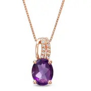 Oval Amethyst and White Topaz Split Loop Pendant in Sterling Silver with 18K Rose Gold Plate