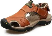 [cexoo] Men's Orthopedic Support Non-Slip Sport Sandals Lightweight Trail Hiking Leather Sandals Summer Hollow-Out Sandals