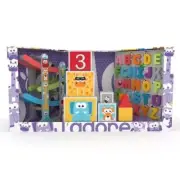 J'ADORE 3-in-1 Wooden Toys Gift Set - Stacking Blocks, Abacus, Ball Run, Clock