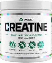 ONEST 150g (30 Servings) Micronized Creatine Monohydrate Powder – 5g per Serving Unflavoured Creatine Powder for Muscle Gain with Gluten-Free & GMO-Free Formula for Post Workout for Men & Women