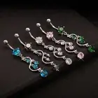 Belly Piercing Ring Shiny Cubic Zirconia Inlaid Sexy Dangling Belly Button Ring
