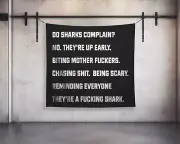 Shark Motivational Gym Wall Tapestry - Fitness Weightlifting Art