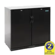Polar 2 Hinged Solid Doors Black Bar Fridge 208L Display Drinks Bar Cafe Pub