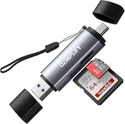 USB C Type 3.0 5G OTG Card Reader - SD and Micro SD Adapter With 2 Slots for 2TB Memory Cards - Compatible With Mac/Windows/Linux/PC/Laptop