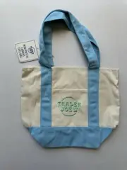 Trader Joe's Pastel Mini Canvas Tote Bags Sky Blue 2025 LIMITED EDITION New