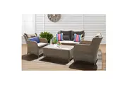 MONT ALBERT - Elegant 4 Seater Wicker Rectangle Coffee Table Lounge Set