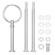 1 Set Cake Tray Stand Handle Plate Hardware Fitting, 3-Tiers Round Silver