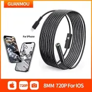 USB Endoscope 8mm 720P Borescope Inspection Snake Camera IP67 Waterproof
