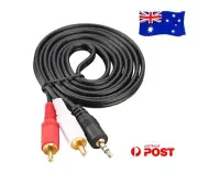 AUX 3.5mm Plug Male To 2RCA Stereo Audio Cable Cord lead for iPod iPhone iPad 5M