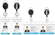 HopeNest 4 Pack ID Card Holders, Includes 2 Vertical and 2 Horizontal Durable Clear Badge Holders, Retractable Design with 24-Inch Pull Cord and Carabiner, Perfect for Work, Office, and Events
