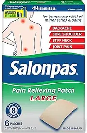 [Salonpas] Pain Relieving Large Patches 5.67"x 3.62" 6 Ea (Pack of 3)