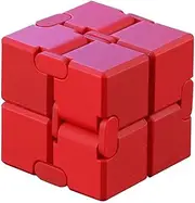 TIAONIAO Infinity Cube Fidget Desk Toy，Relaxing Hand-Held Fidget Desk Toy for Adults and Kids，Durable Stress Relieving Fidget Desk Toy, Anti Anxiety Relief Fidget Desk Toys (Red)