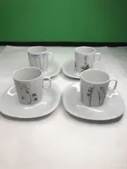 BLOCK Switzerland TRANSITION Floral Portrait Set Of 4 Cups And Saucers