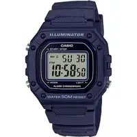在飛比找ETMall東森購物網優惠-【CASIO】復古帥氣方形數位電子錶-藍(W-218H-2A